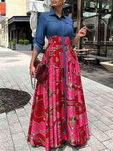 Denim Patchwork Print Dress
